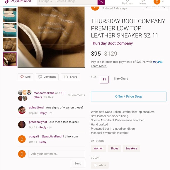 THURSDAY BOOT COMPANY LOW TOP SNEAKERS SZ 11 - Picture 9 of 9